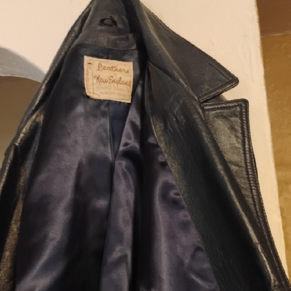 Navy Leather Blazer
